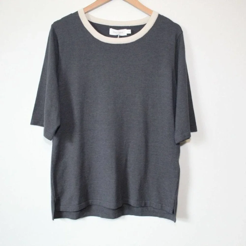 NWT MER SEA Anywear Light Short Sleeve Sweater Top Chambray Blue Gray XL H12932 - Picture 2 of 12